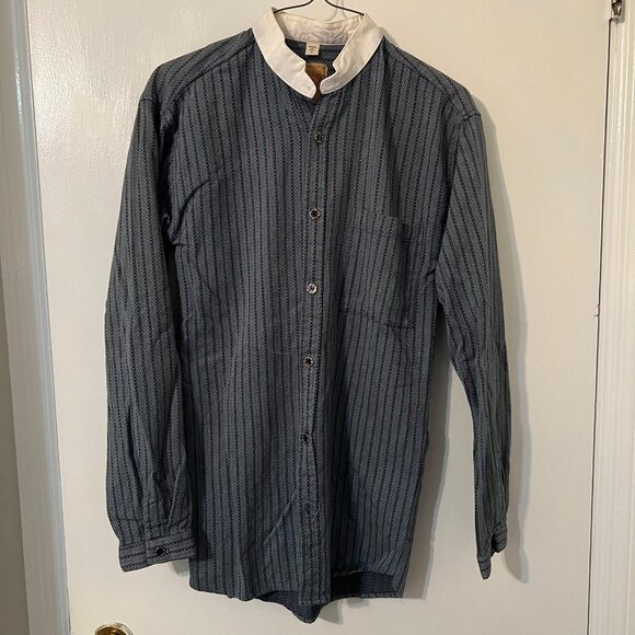 Wah Maker Small Blue Collarless Button up Shirt *tailored* - Picture 2 of 6